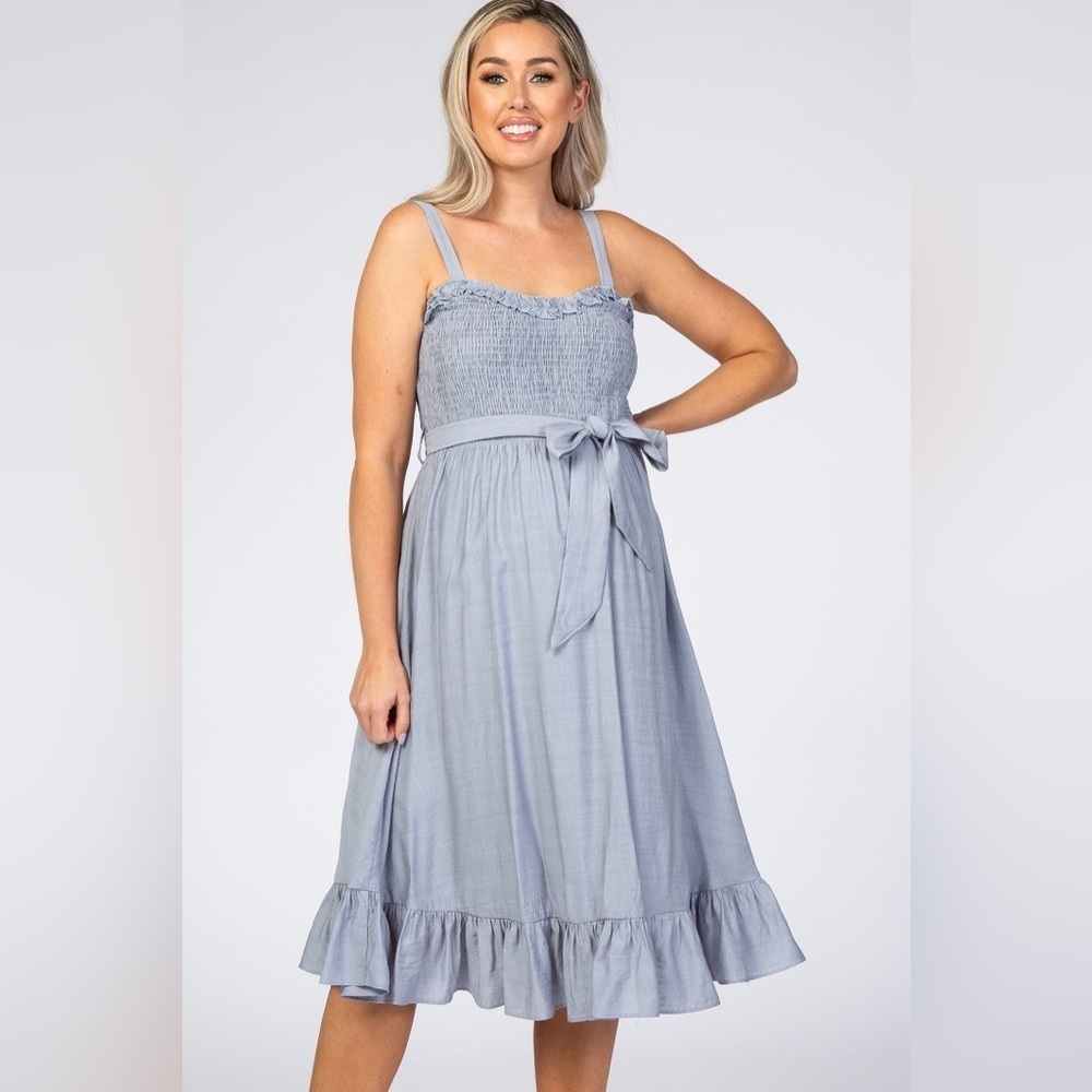 BluIvy - Blue Ruffle Smocked Dress - Picture 3 of 5